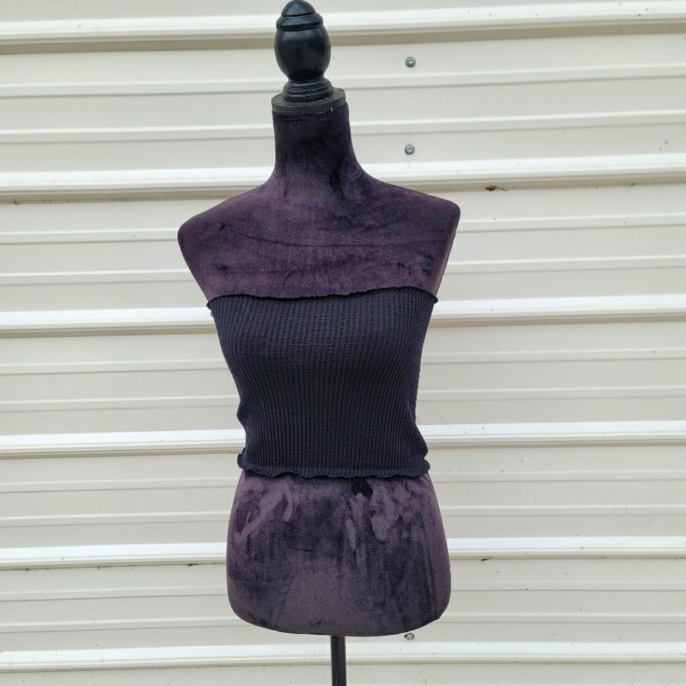 Bozzolo Women’s Black Stretch Tube Top Shirt S/M STRAPLESS